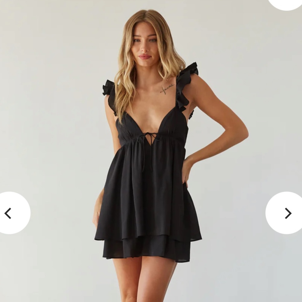 Pepper Open Back Ruffle Babydoll Mini Dress